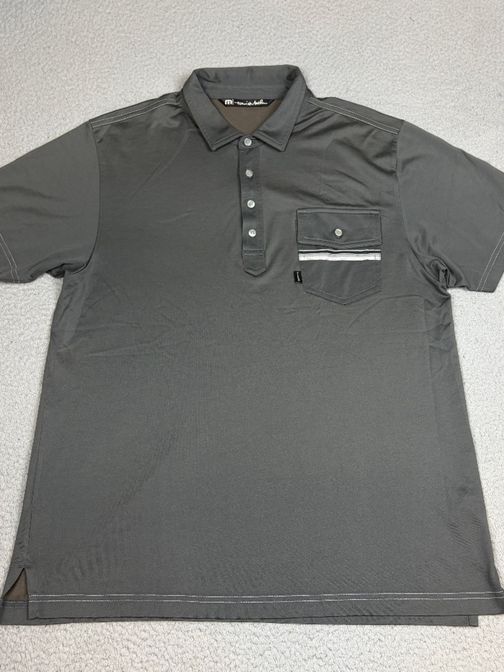 Travis Mathew Polo Shirt Mens XL Green Short Sleeve Pocket Performance Golf
